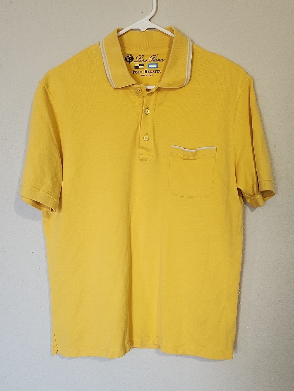 Loro Piana Yellow Short-Sleeve Polo with Contrast Trim